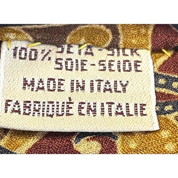 Michael Abboud Collection Gold/Brown Paisley 100% Silk Men’s Neck Tie - Picture 5 of 9